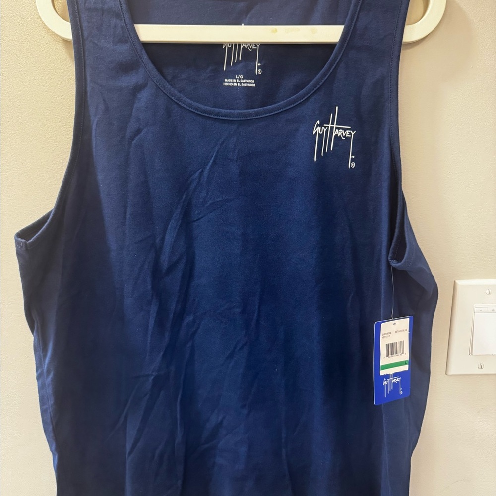 Guy Harvey Blue Tank Top with Yellow Fish Design - Picture 2 of 6